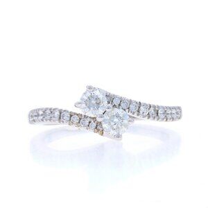 Ever Us Diamond Bypass Engagement Ring - White Gold 14k Round 3/4ctw Two-Stone